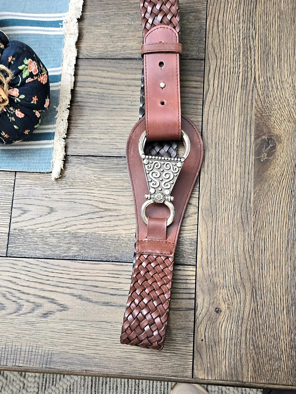 Lucky Brand Braided Leather Belt in Brown & Black